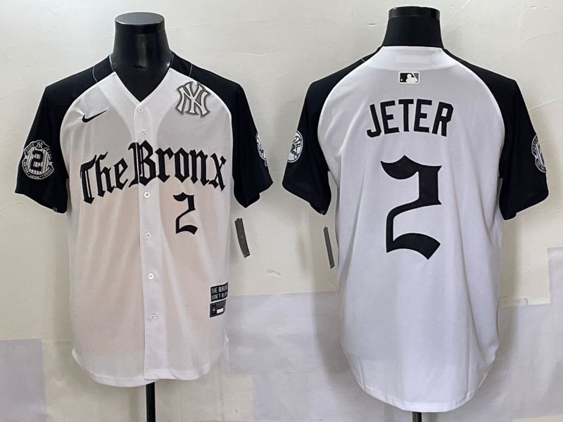 Men 2025 New York Yankees #2 Jeter White black Five generations Joint Name Nike MLB Jersey style 57->new york yankees->MLB Jersey